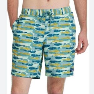 L.L. Bean SZ L Mens Iron Blue Fish swim trunks